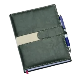 Agenda Executiva Verde c/ Fecho e Suporte p/ Caneta